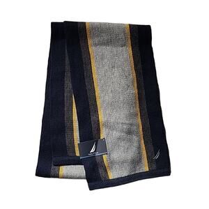 New Nautica Scarf Blue Gray Yellow Rectangle